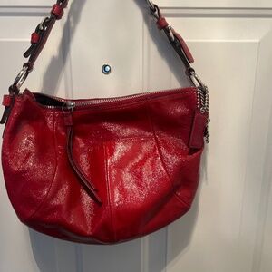 Red patent leather vintage coach purse